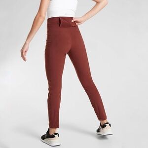 athleta trekkie hybrid crop tight pants in cognac brown